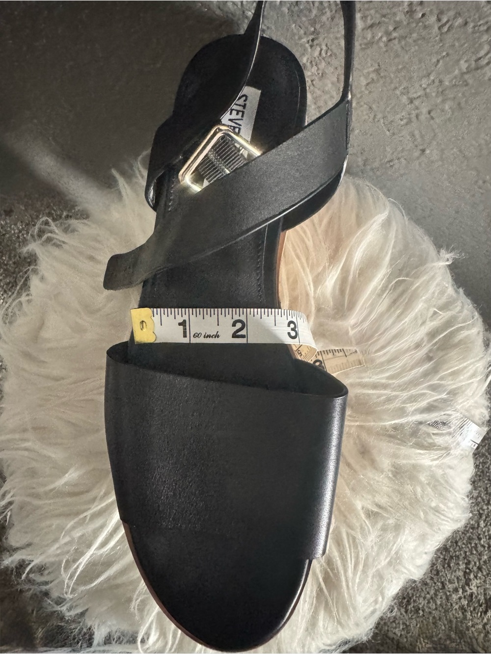 Steve Madden Black Cork Platform Sandals - Picture 5 of 9